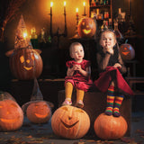 Halloween Hexe Zimmer Kürbisse Kerzen Hintergrund M9-47