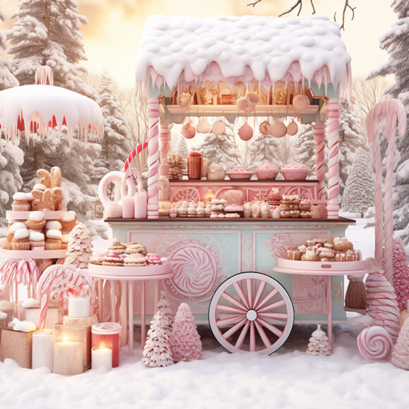 Candy Shop Cart Weihnachten Fotografie Hintergrund M9-61