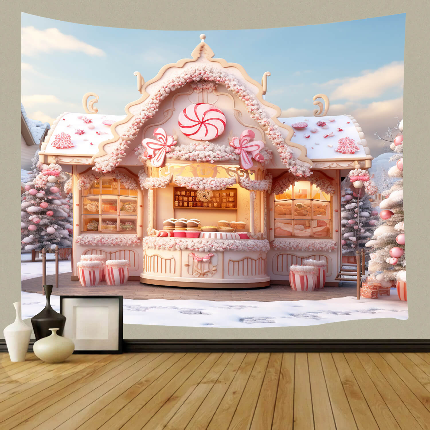 Candy World Haus Weihnachtsbaum Kulisse M9-63