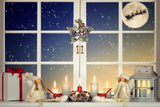 Weihnachten Fenster Schneeflocke Rentier Kulisse M9-72
