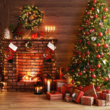 Weihnachten leuchtender Baum Kamin Geschenke Hintergrund M9-81