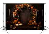 Retro Herbst Kürbis Rebe Bogen Kerzen Hintergrund M9-82