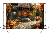 Herbstlicher Kürbishaus Hintergrund für Fotografie M9-83