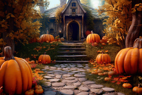 Herbst Cottage Kürbis Fotografie Hintergrund M9-90