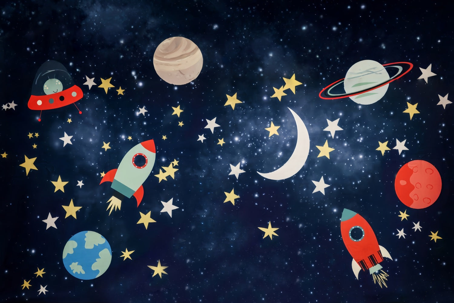 Cake Smash Hintergrund Weltraumabenteuer Raketen Sterne Geburtstag Hintergrund MRR10-16