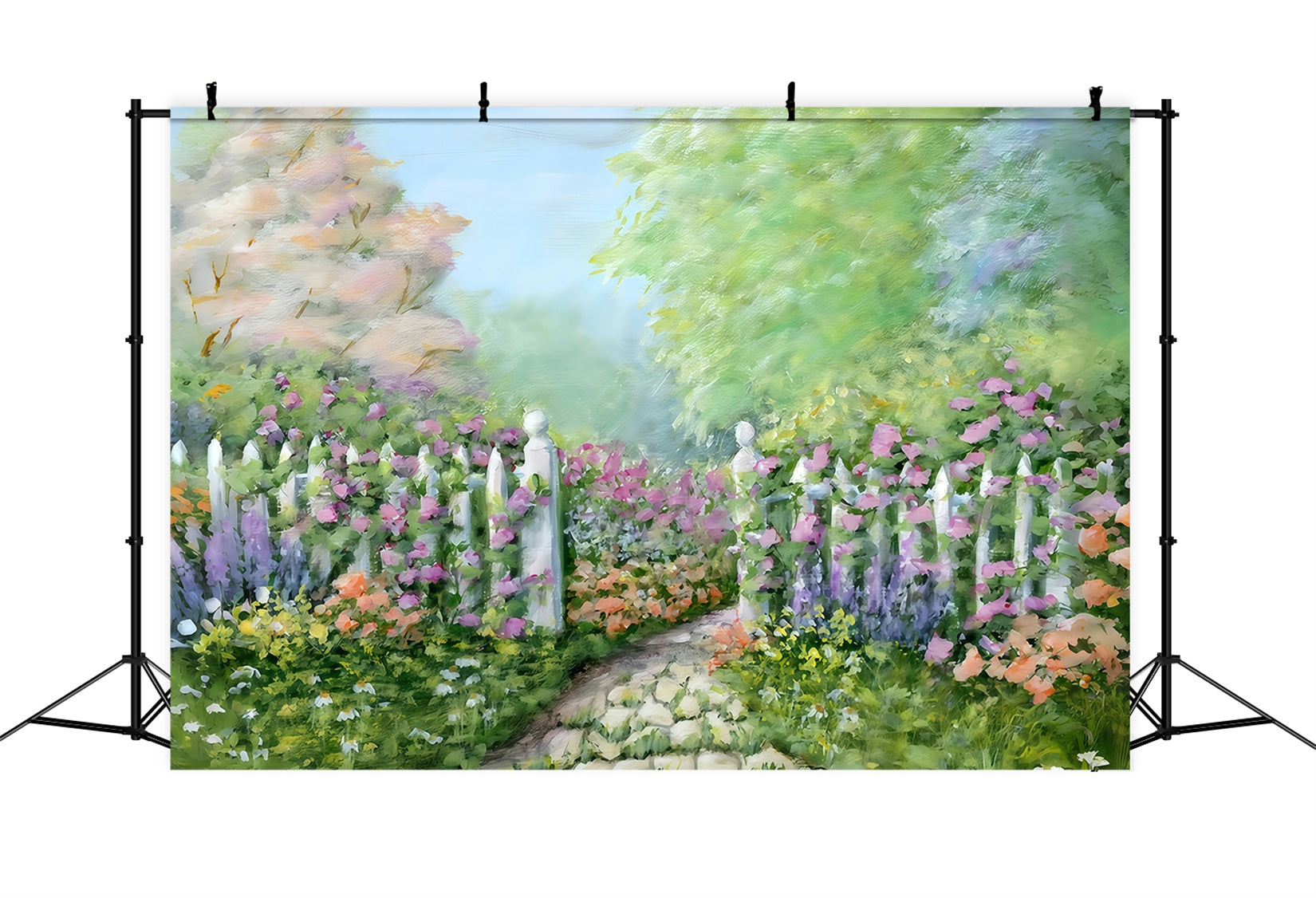 Neugeborenen-Hintergrund Blumengarten Weißer Zaun Kinder-Fotohintergrund MRR10-20