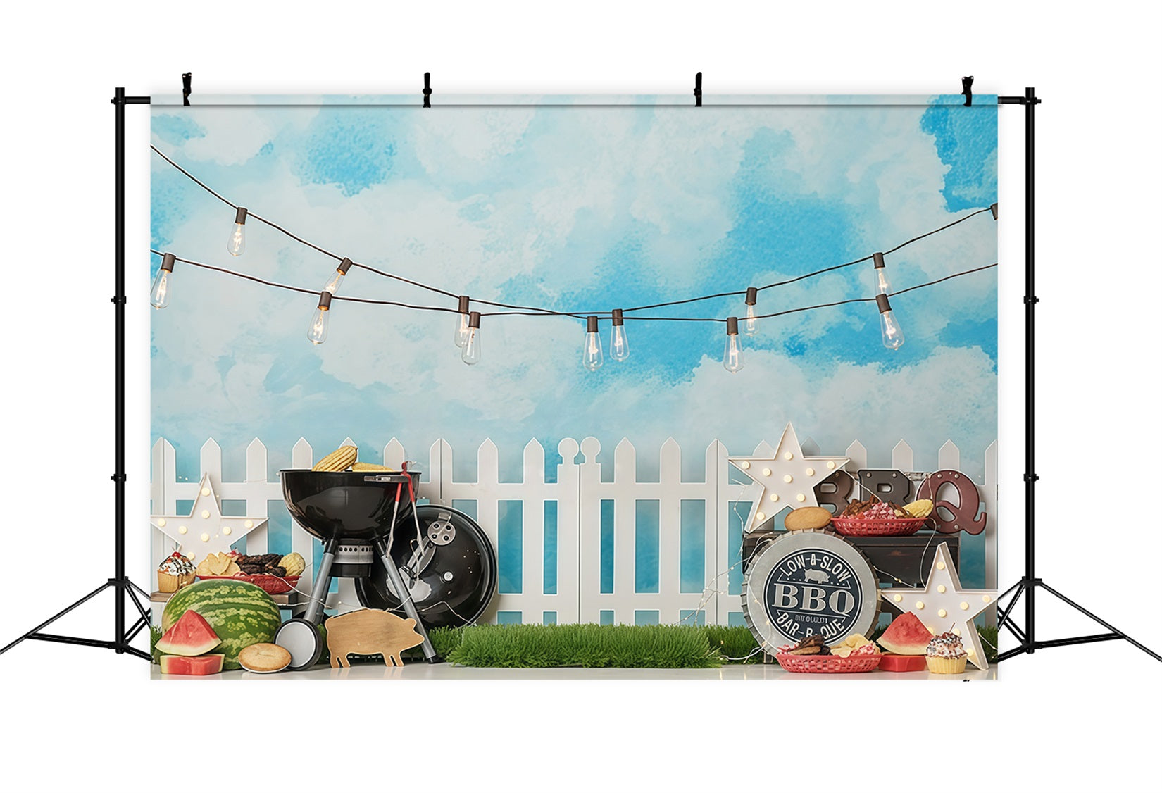 Neugeborenen-Hintergrund Grillparty Lichterketten Kinder-Hintergründe MRR10-22