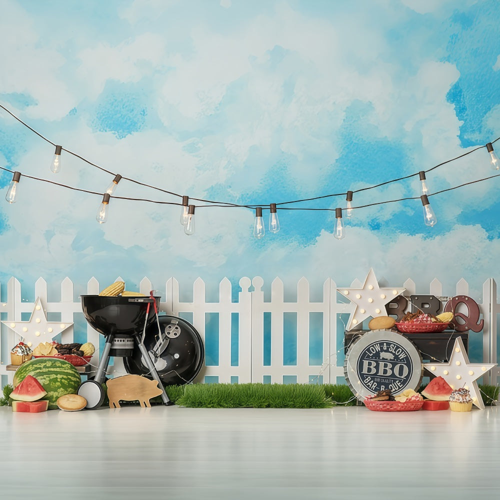 Neugeborenen-Hintergrund Grillparty Lichterketten Kinder-Hintergründe MRR10-22