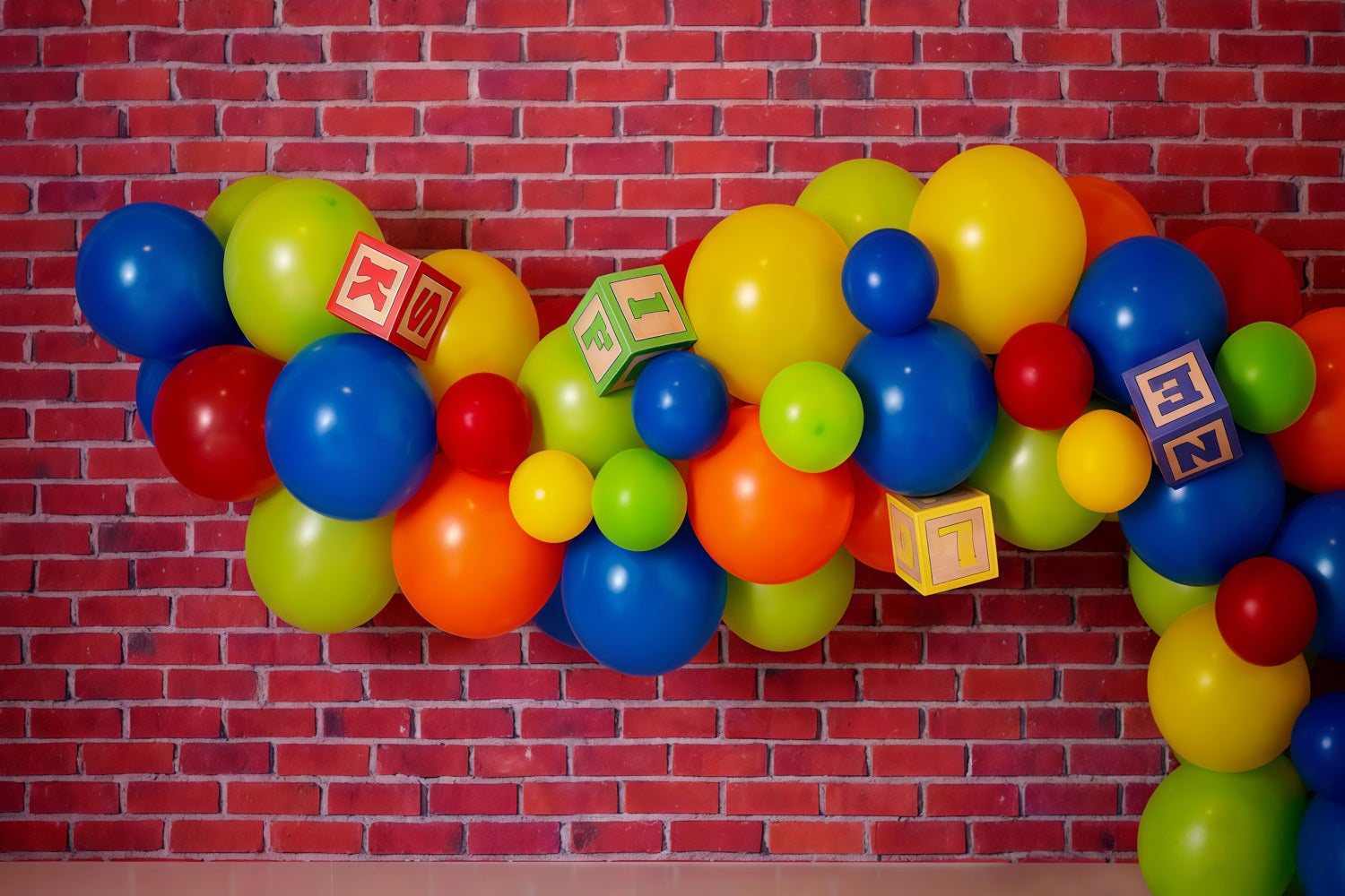 Geburtstags-Fotohintergrund Bunte Luftballons Blöcke Cake Smash-Hintergrund MRR10-26