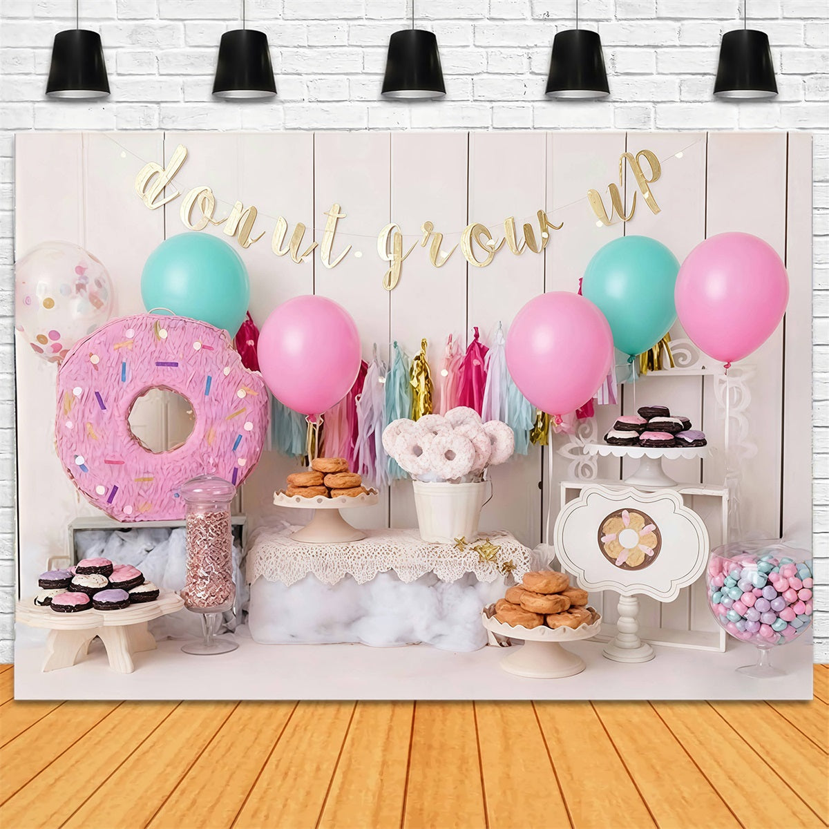 Geburtstagskulisse Donut-Mottoparty Kuchen-Smash-Kulisse MRR10-30