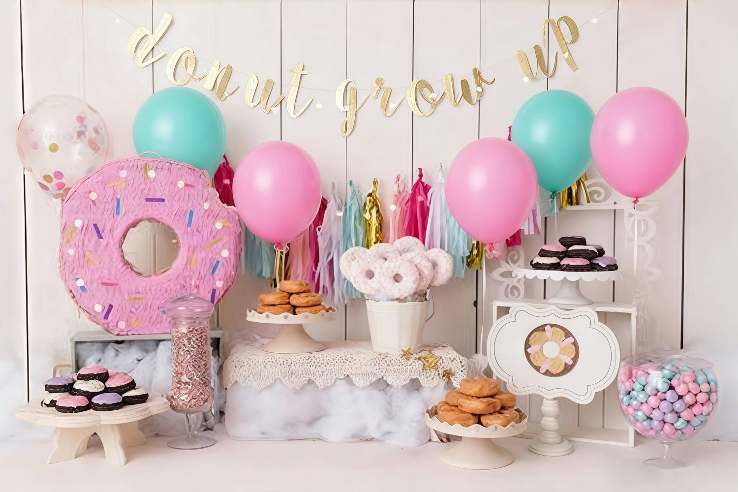 Geburtstagskulisse Donut-Mottoparty Kuchen-Smash-Kulisse MRR10-30