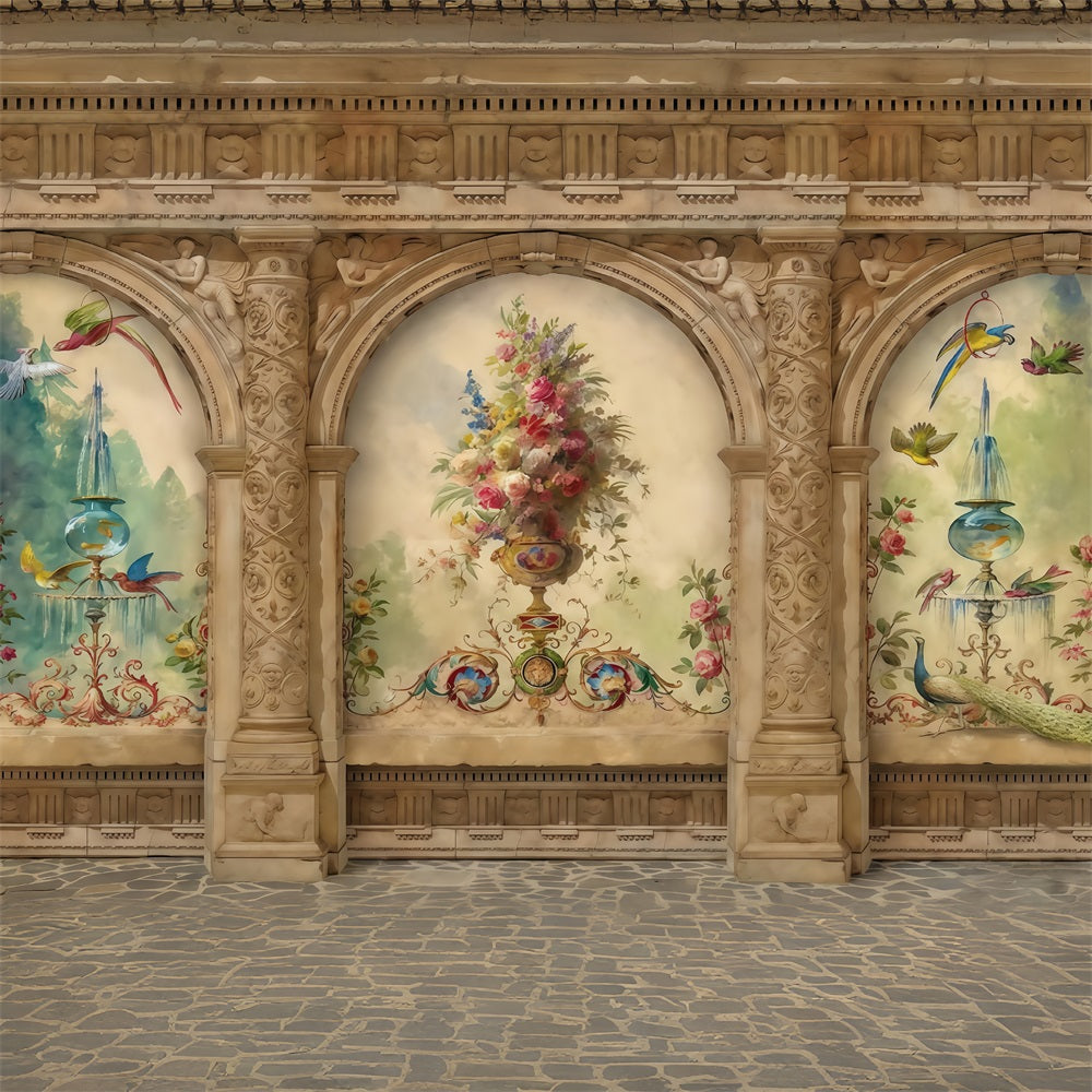 Vintage-Hintergrund Vintage-Blumenwandkunst Antiker Hintergrund MRR10-32