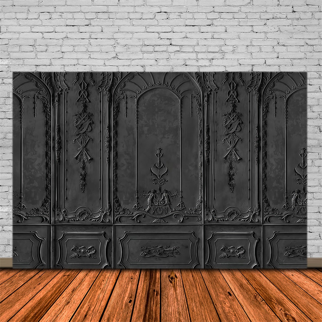 Vintage-Hintergrund Schwarz verzierte Vintage-Wand Retro-Wand-Hintergrund MRR10-38