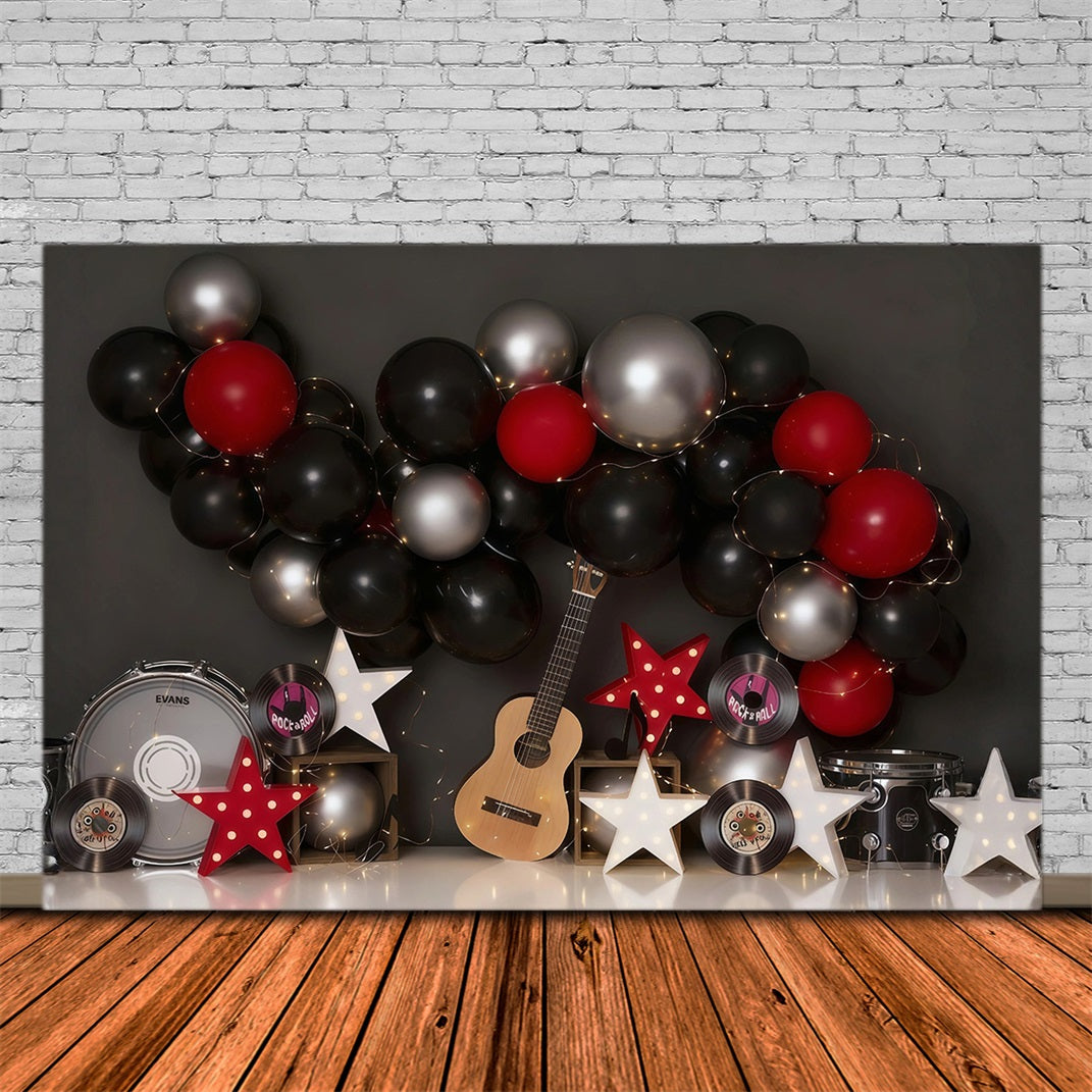 Cake Smash-Hintergründe Musikparty Luftballons Geburtstag Foto-Hintergrund MRR10-51