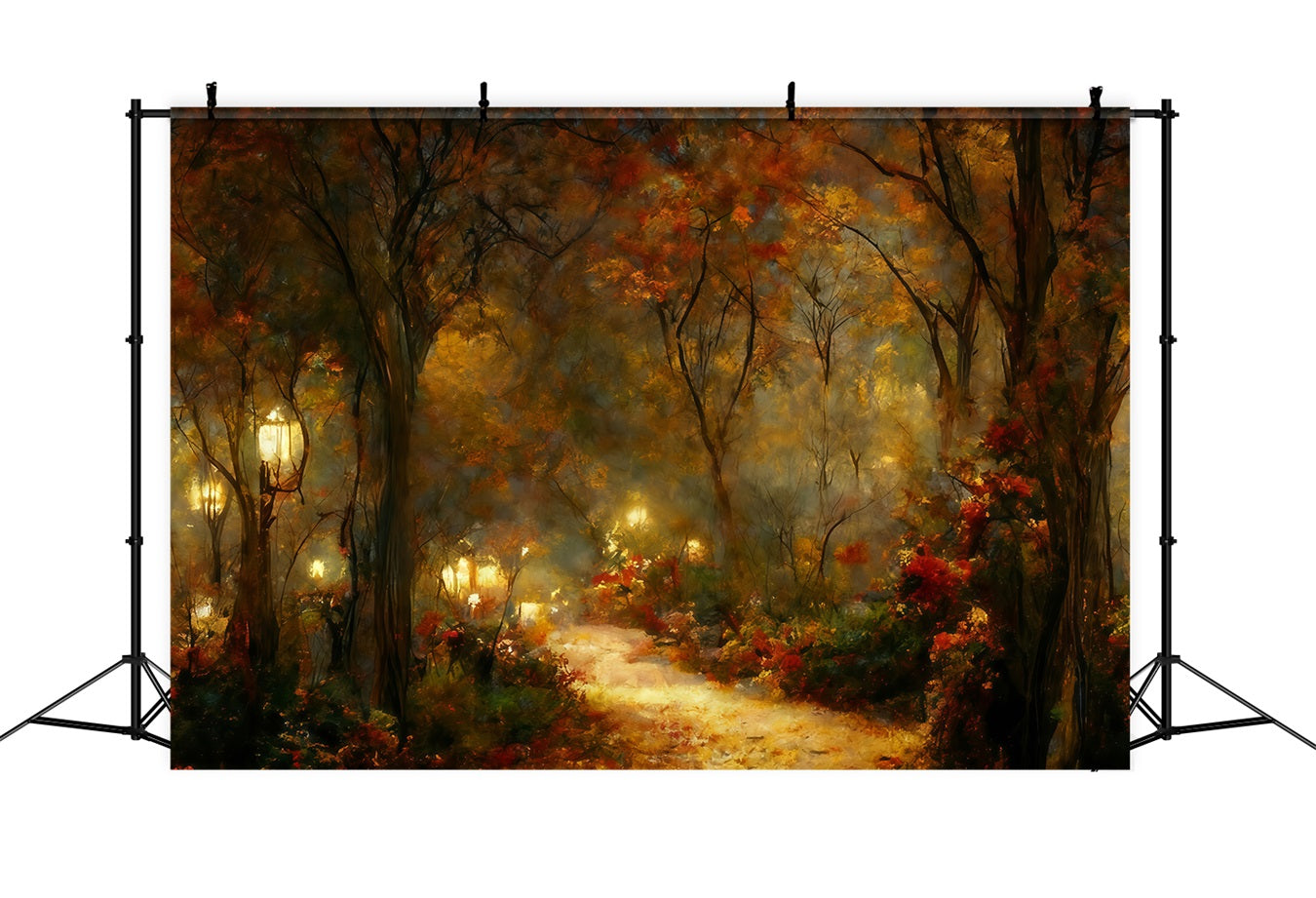 Herbstblätter-Hintergrund Herbstweg Laternen Herbst-Hintergrund MRR10-54