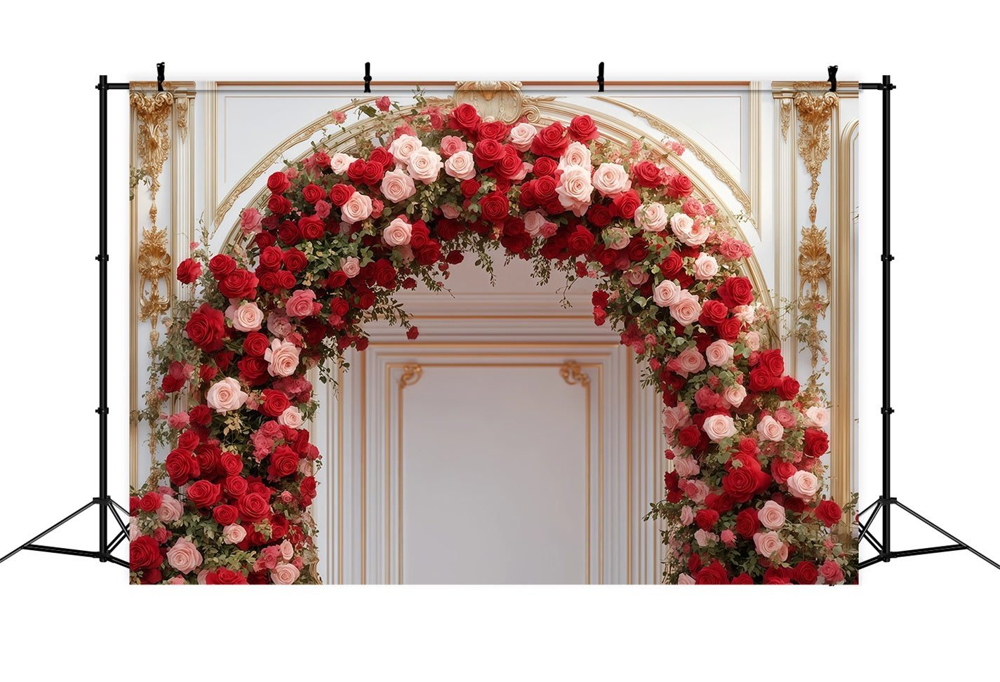 Valentinstag-Foto-Hintergrund Luxuriöser Rosenblumenbogen Valentinstag-Hintergründe MRR11-100