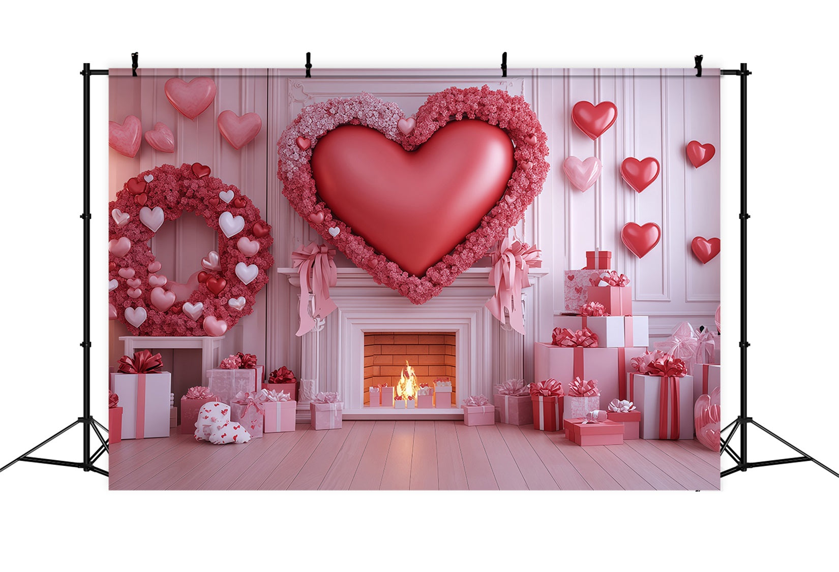 Valentinstag-Herzen-Hintergrund Rosa Herzgeschenk Kamin Valentinstag-Hintergrund MRR11-101