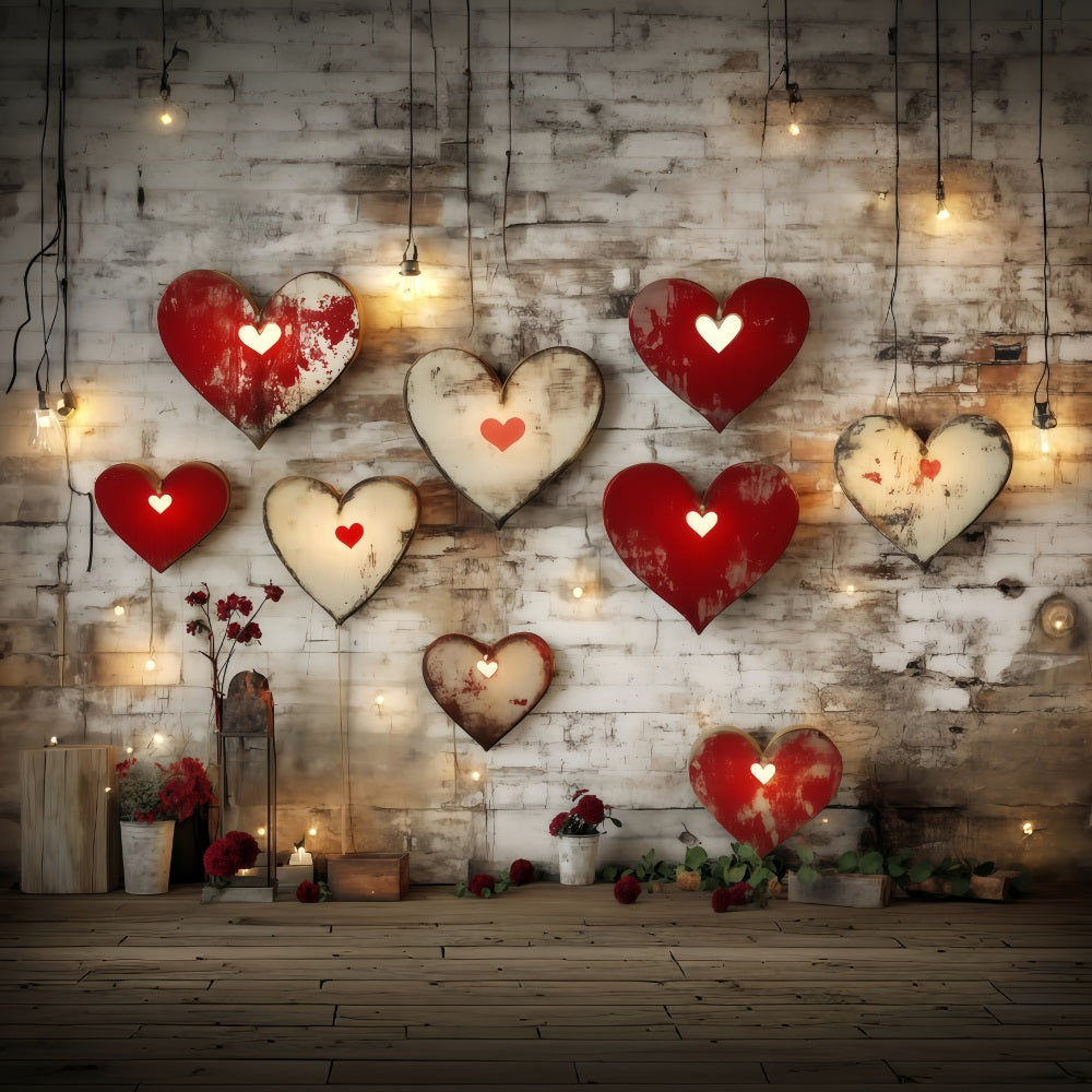 Valentinstag-Hintergrund mit Herzen Rustikaler Metallherz-Wand-Valentinstag-Hintergrund MRR11-108
