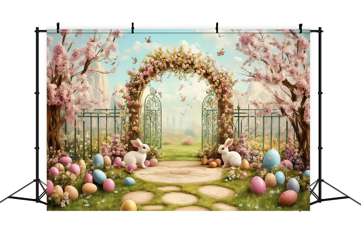 Ideen für Osterfotohintergründe Minzblumen-Hase-Eingang Osterhintergrund MRR11-93