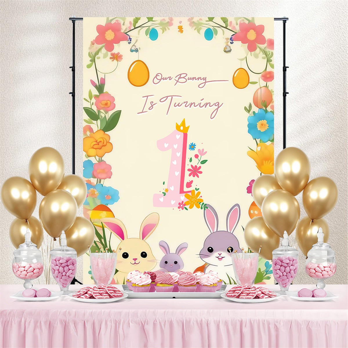 Backdrop Ostern Rustikale Pastell Hase Geburtstag Custom Backdrop MRR3-133
