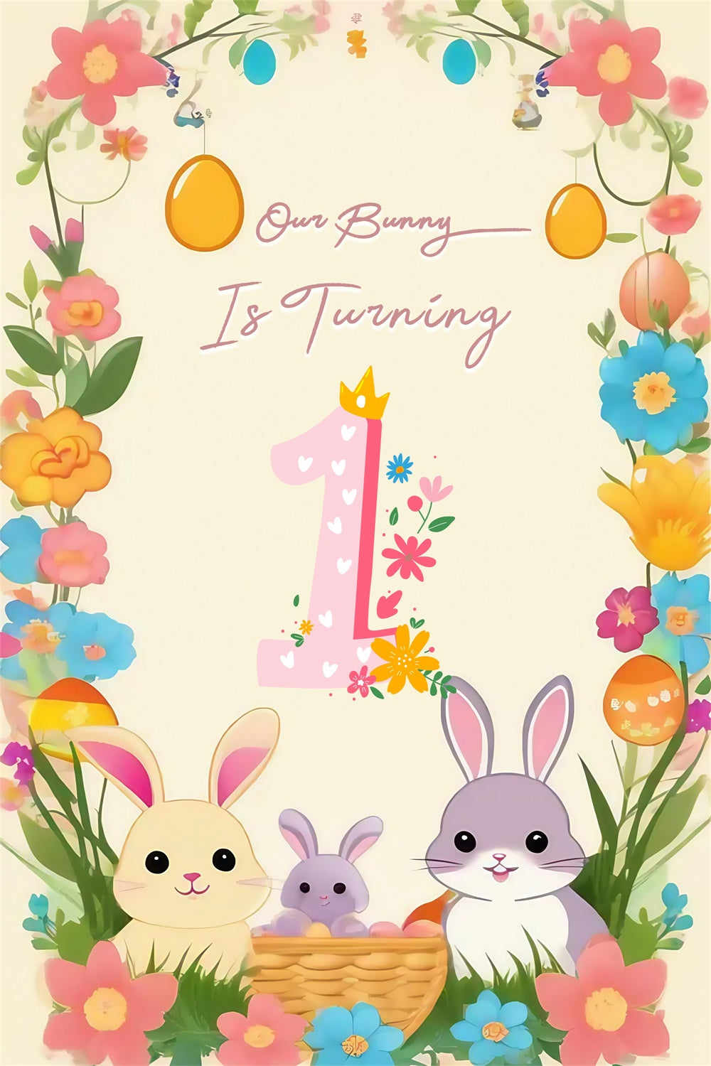 Backdrop Ostern Rustikale Pastell Hase Geburtstag Custom Backdrop MRR3-133