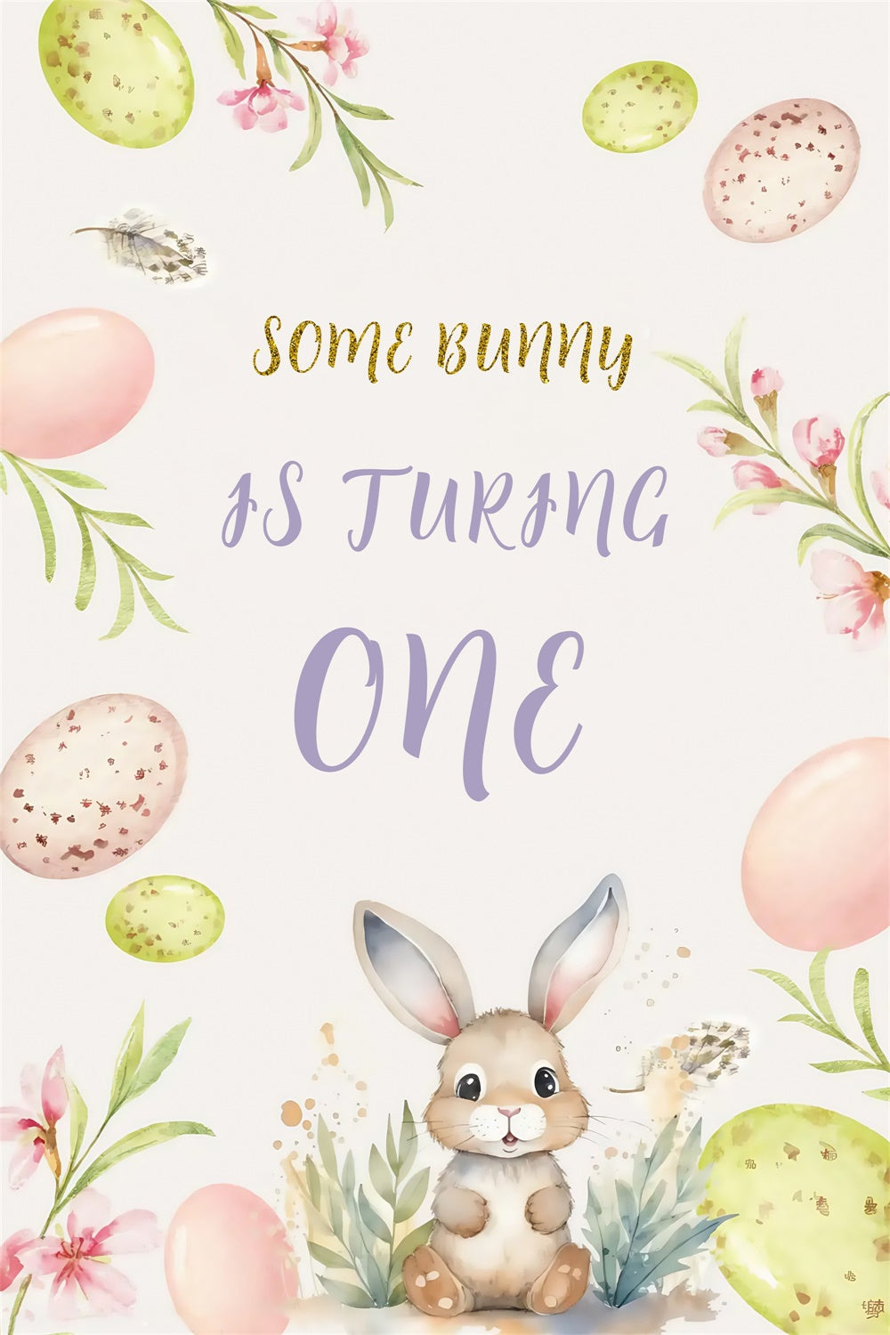 Ostern Backdrop Floral gestreift Bunny Geburtstag benutzerdefinierte Backdrop MRR3-134