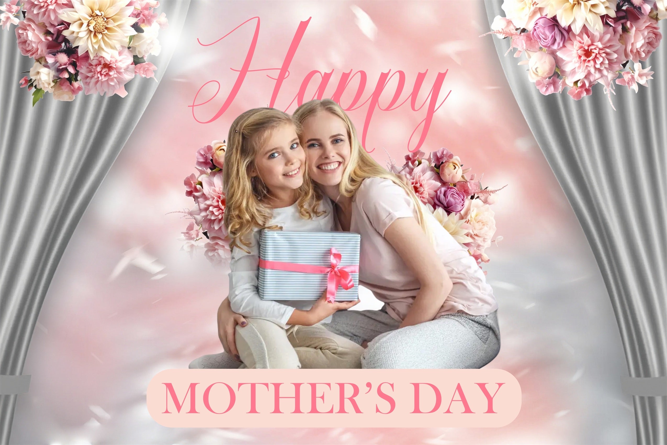 Backdrops für Muttertag Pastellblumenvorhang Personalisierte Backdrops MRR3-34