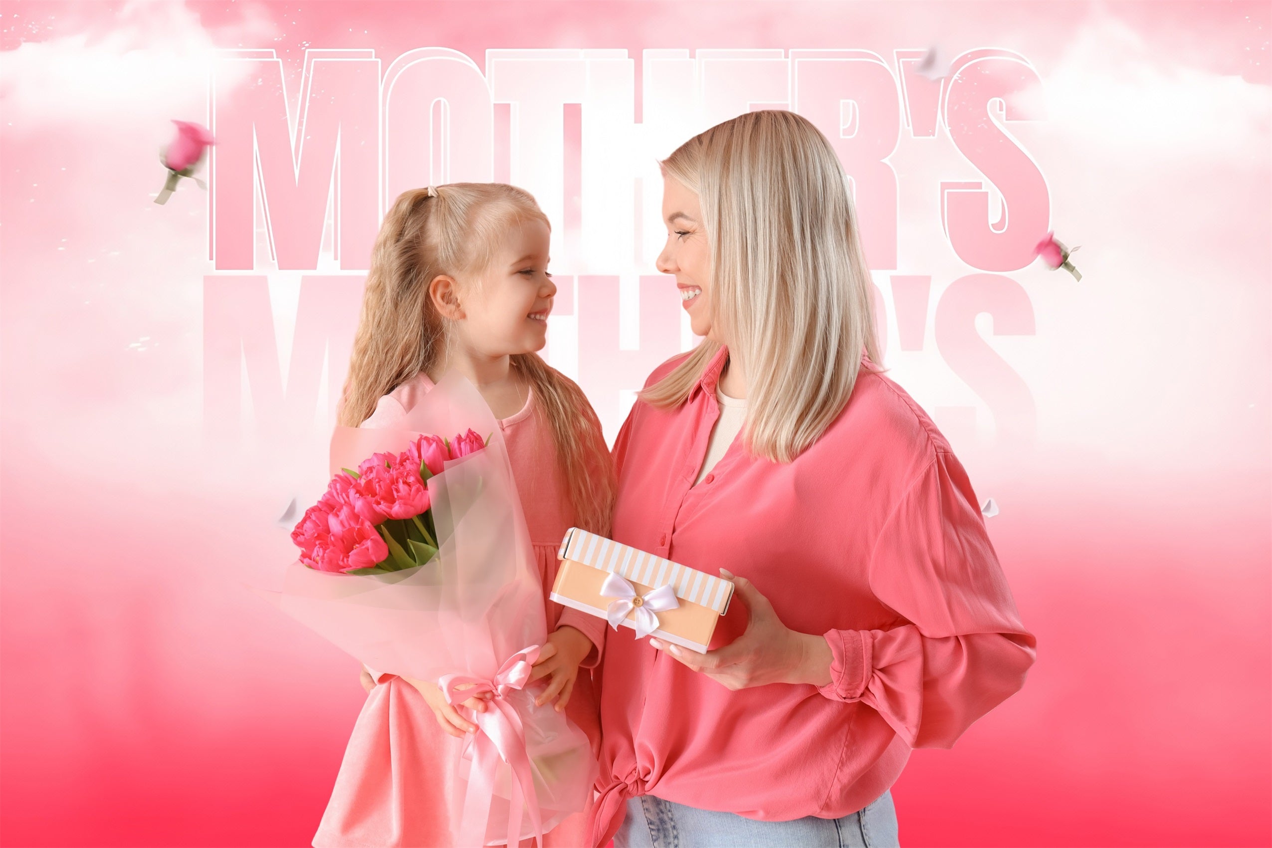 Muttertag Fotokulisse Rosa Rosen Glückseligkeit Individueller Hintergrund MRR3-37