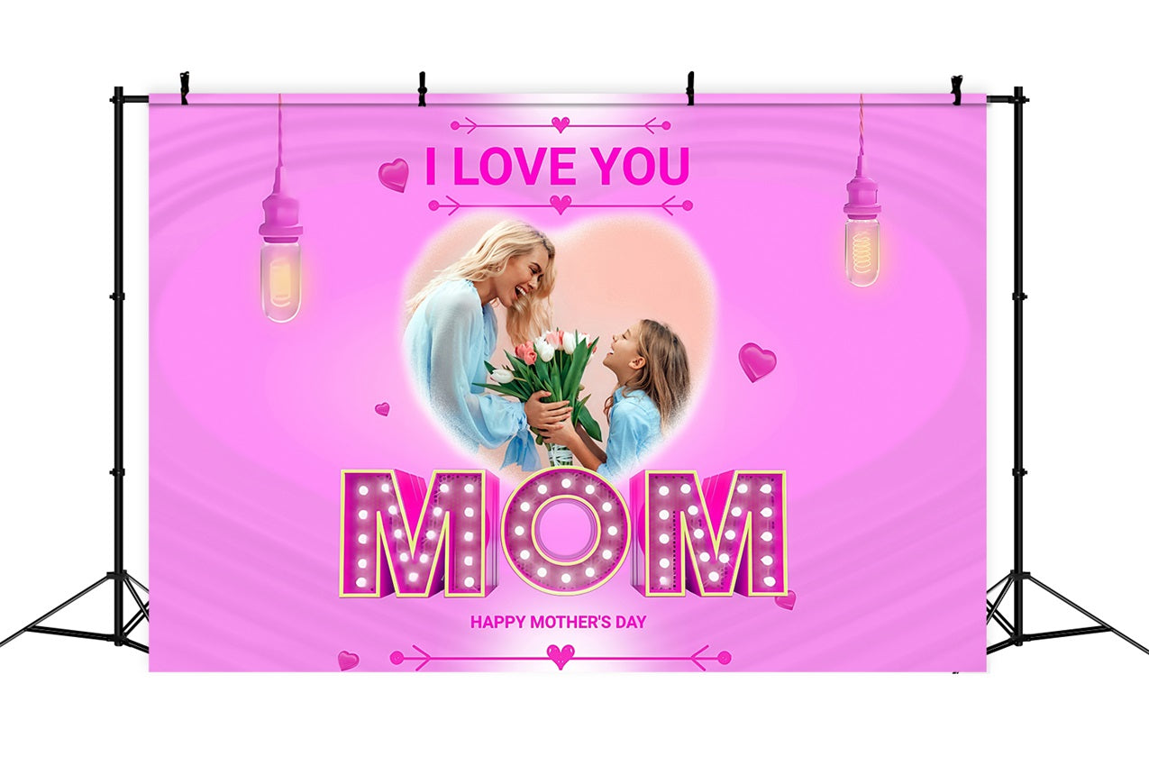 Muttertag Fotohintergrund Helles Neon Liebe Personalisierter Hintergrund MRR3-39