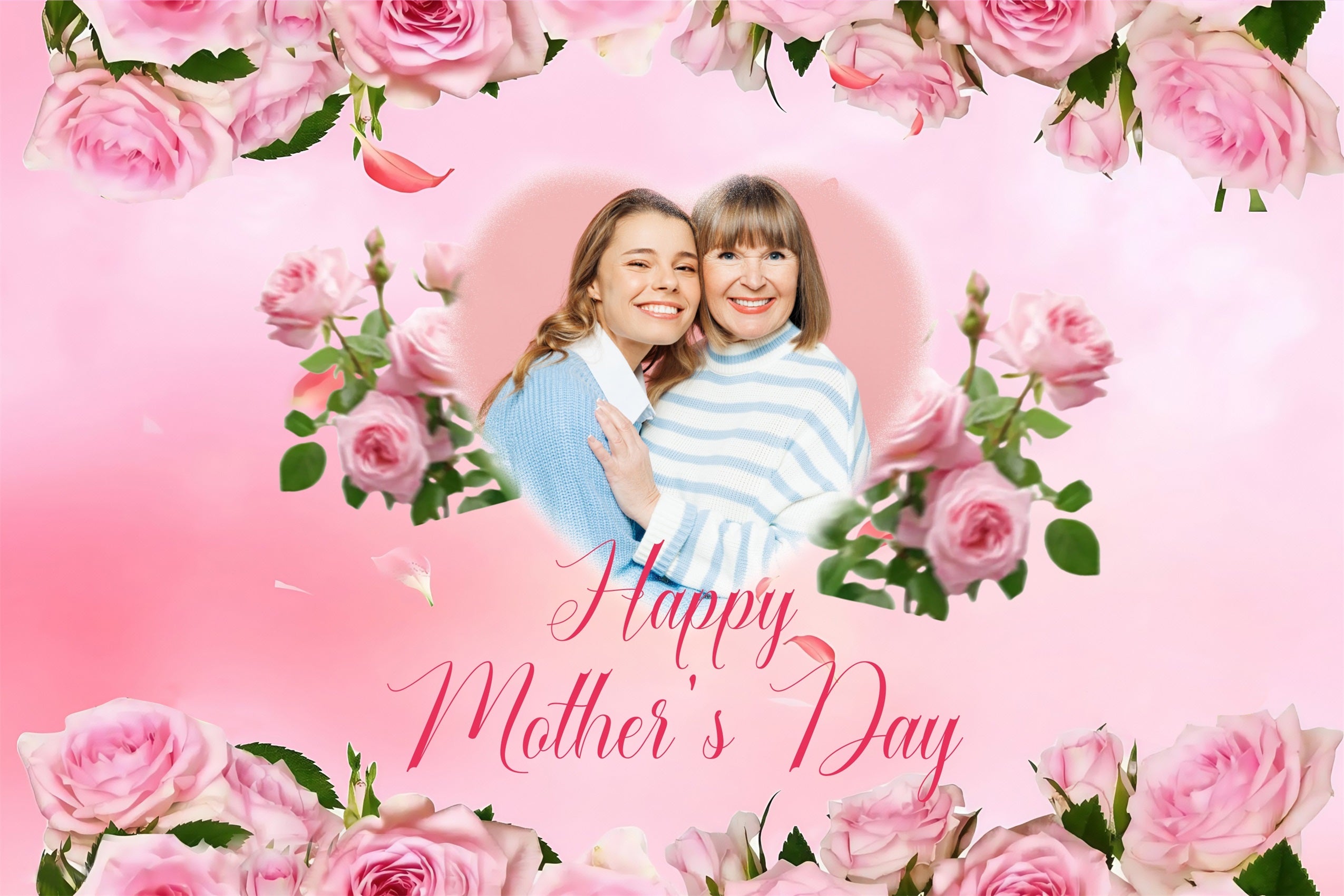 Muttertag Fotohintergrund Rosa Rosen Liebe Individuelles Hintergrundbild MRR3-42