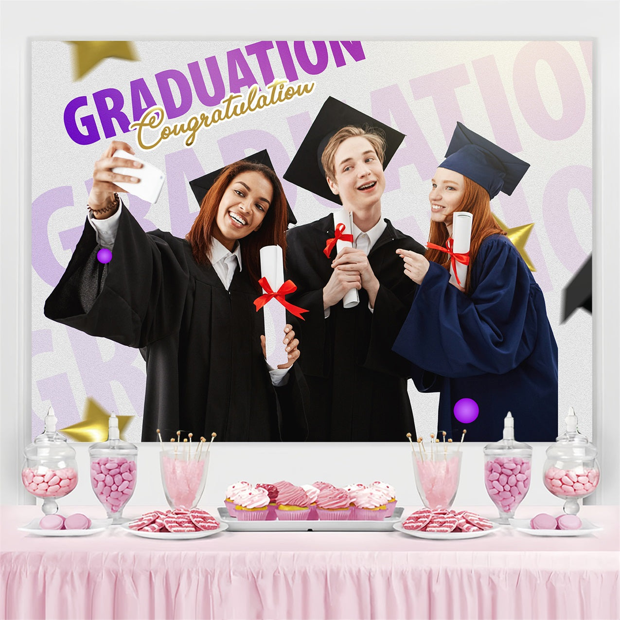 Absolventen Hintergrund Selfie Zeit Erinnerungen 2025 Personalisierte Party Graduierung Hintergrund MRR4-41
