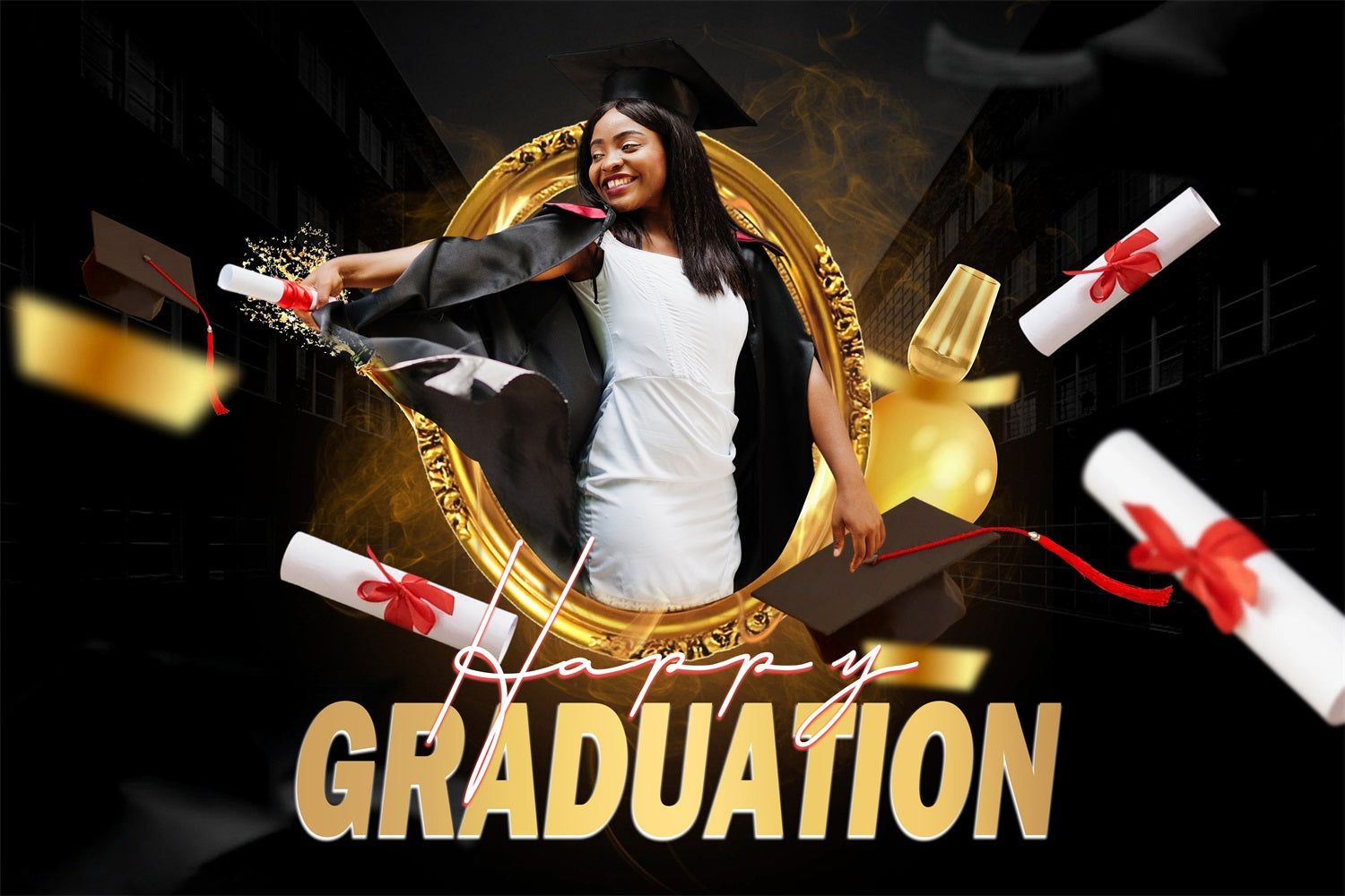 Graduation Backdrop Ideen Happy Diploma Toss Custom Party Graduation Backdrop MRR4-44