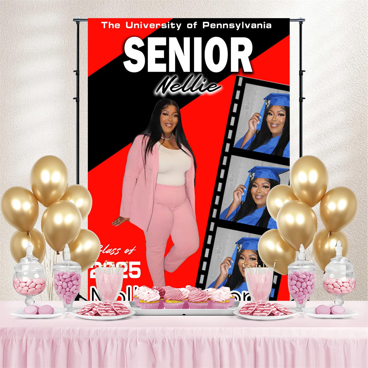 Backdrop Graduation Senior Style Custom Party Abschlussfeier Backdrop MRR4-48