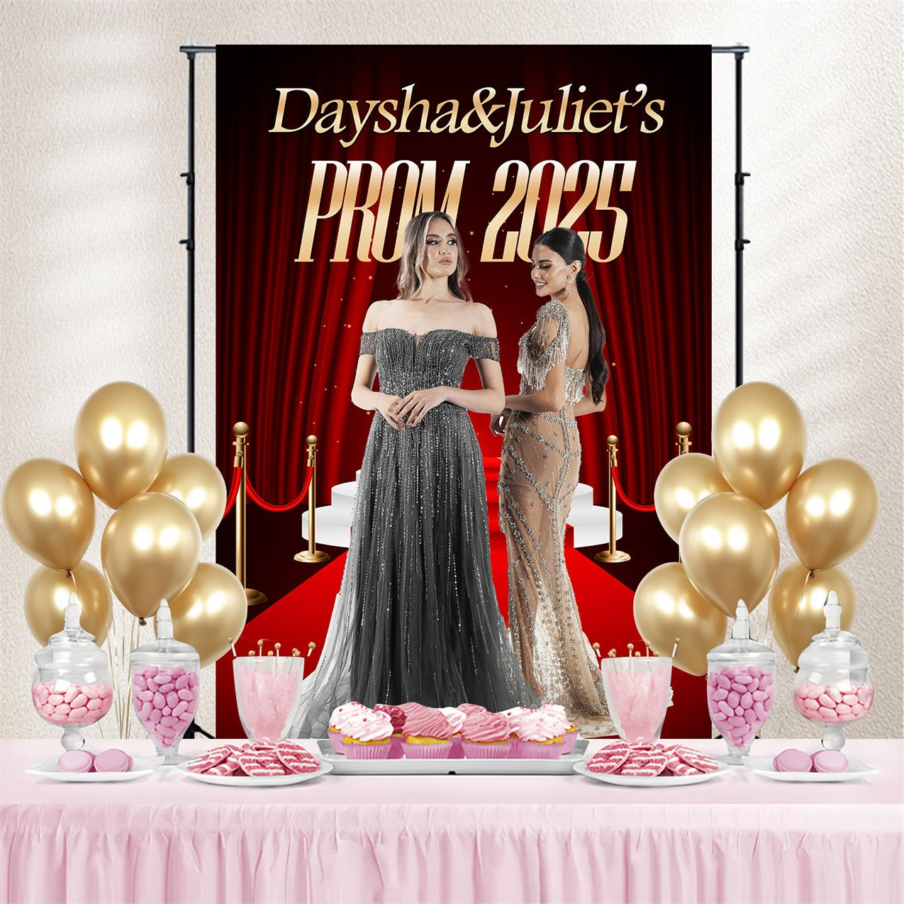 Graduation Backdrop Roter Teppich Glamour Personalisierte Party Graduation Backdrop MRR4-53