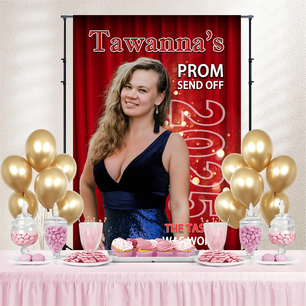 Prom Night Backdrop Roter Vorhang Personalisierte Party Graduation Backdrop MRR4-58