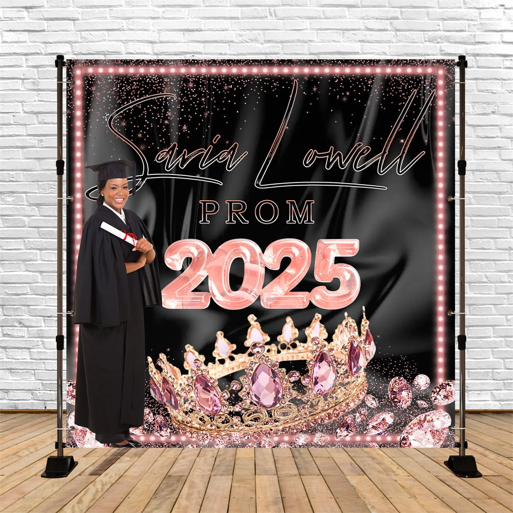 Abschlussball-Fotohintergrund Rosa Krone Personalisierter Abschlussfeier-Hintergrund MRR5-1