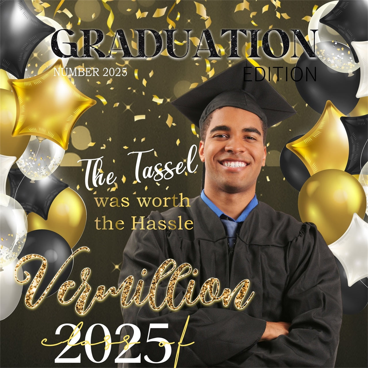 Personalisierte Graduation Backdrop Gold Star Balloons Graduation Party Backdrop MRR5-13