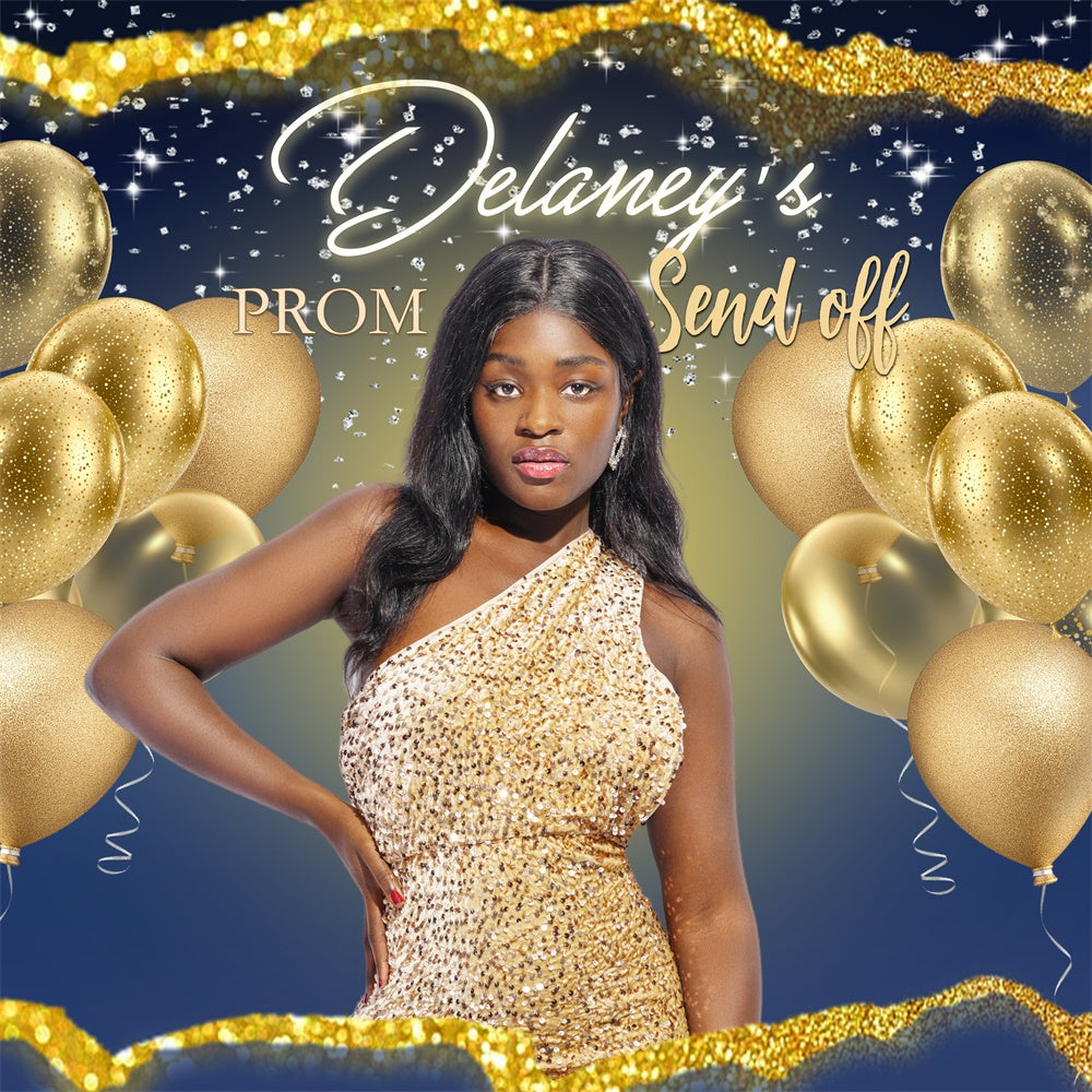 Abschlussball-Hintergrund Luxuriöser Goldballon Personalisierter Abschlussfeier-Hintergrund MRR5-19