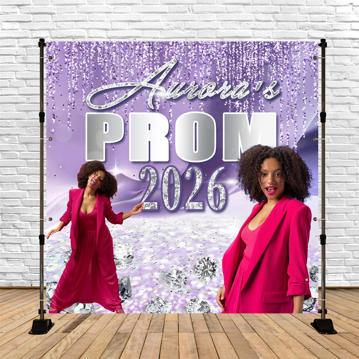 Prom Backdrop Ideen Lila Sparkle Custom Graduation Party Backdrop MRR5-2
