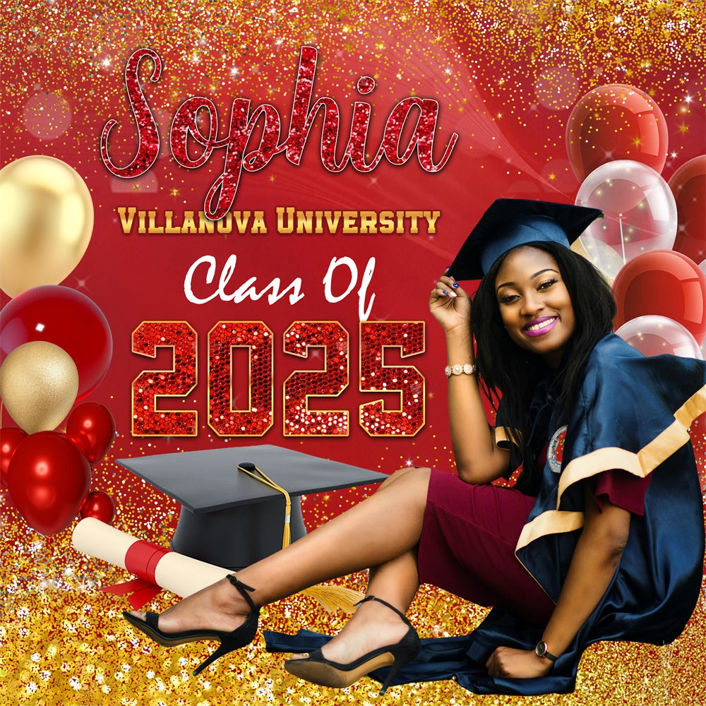 2025 Graduation Backdrop Sparkling Ballon Rot Custom Graduation Party Backdrop MRR5-23