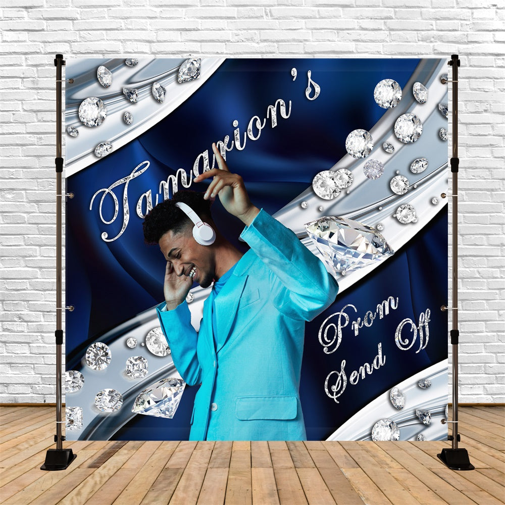 Abschlussball-Fotohintergrund Silberner Diamant Personalisierter Abschlussfeier-Hintergrund MRR5-3