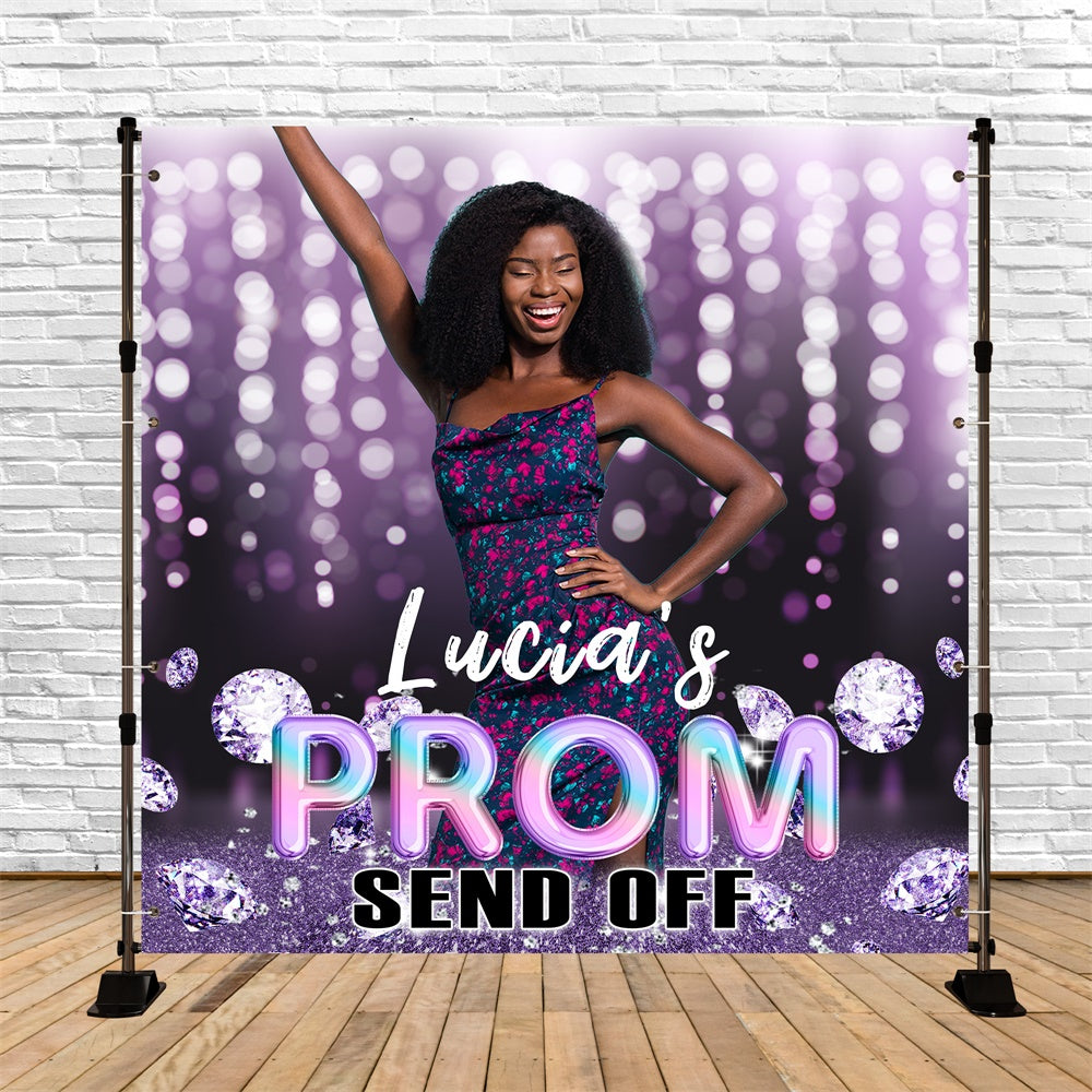 Prom 2025 Backdrop Lila Glanz Diamant Customized Graduation Party Backdrop MRR5-33