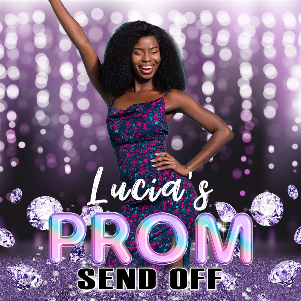 Prom 2025 Backdrop Lila Glanz Diamant Customized Graduation Party Backdrop MRR5-33