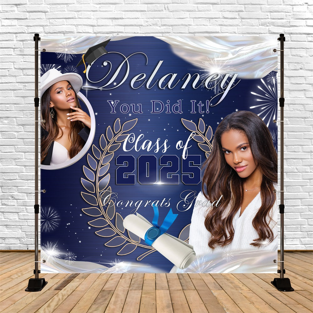 Graduated Backdrop Feuerwerk Nacht Backdrop Custom Graduation Party Backdrop MRR5-4