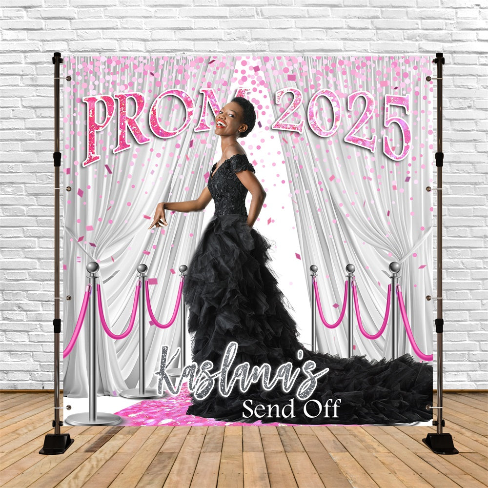 Prom Backdrops Konfetti Weißer Vorhang Personalisierte Graduation Party Backdrop MRR5-40