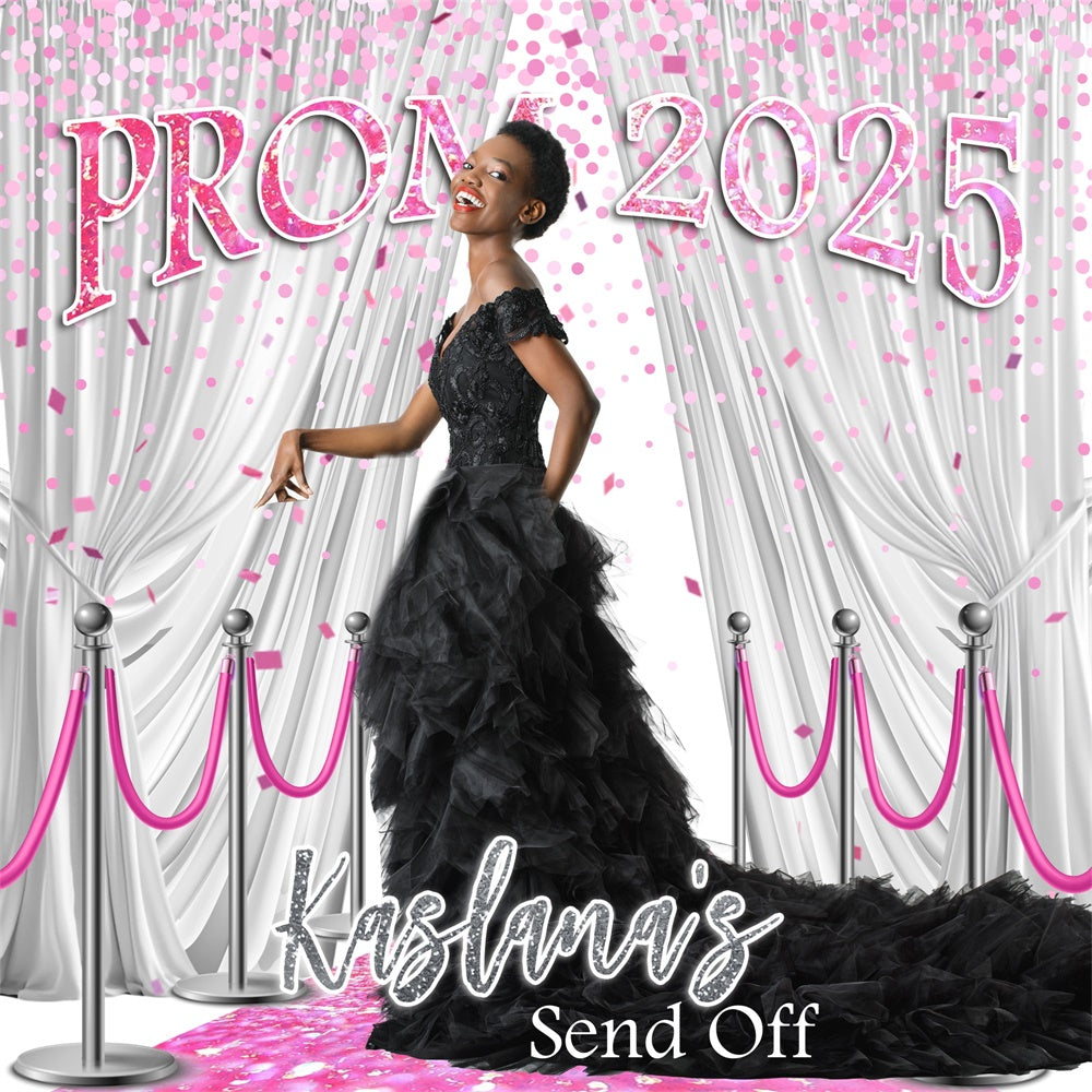 Prom Backdrops Konfetti Weißer Vorhang Personalisierte Graduation Party Backdrop MRR5-40