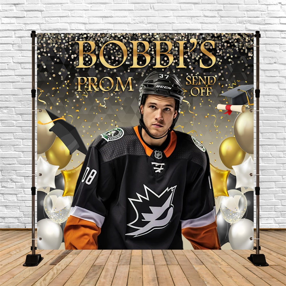 Prom Backdrop Konfetti Luftballons Sport Customized Graduation Party Backdrop MRR5-41