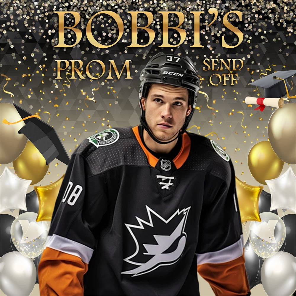 Prom Backdrop Konfetti Luftballons Sport Customized Graduation Party Backdrop MRR5-41