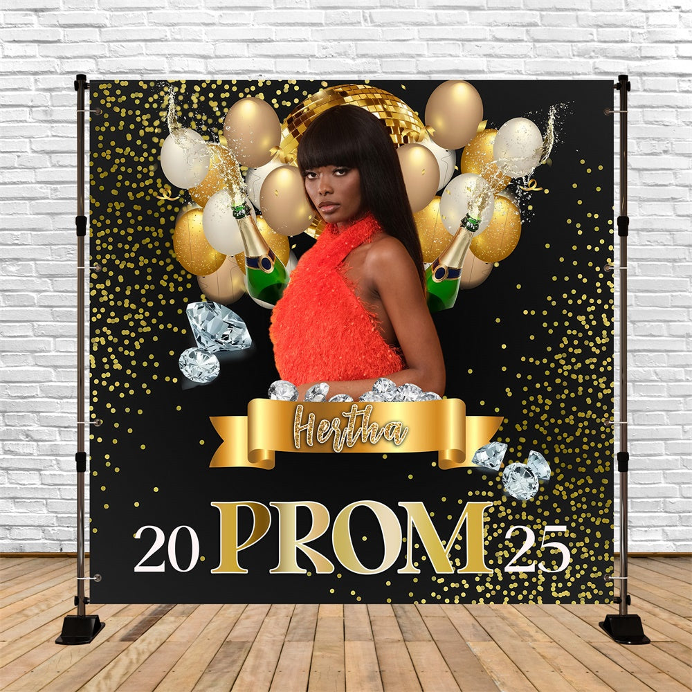 Prom Backdrops Gold Konfetti Diamant Personalisierte Graduation Party Backdrop MRR5-52
