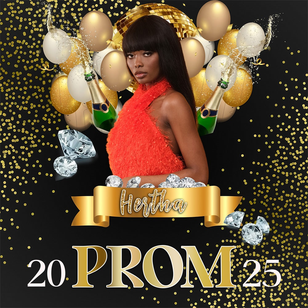 Prom Backdrops Gold Konfetti Diamant Personalisierte Graduation Party Backdrop MRR5-52